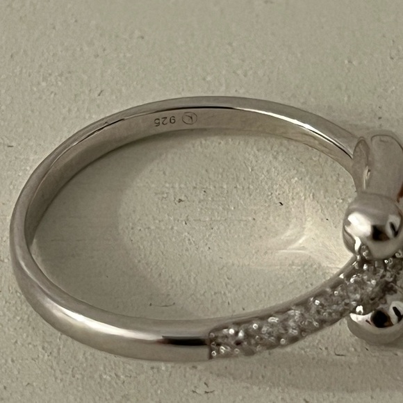 New 925 Solid Sterling Silver Belt Buckle Cubic Zirconia Dainty Ring Size 8 - Picture 6 of 6